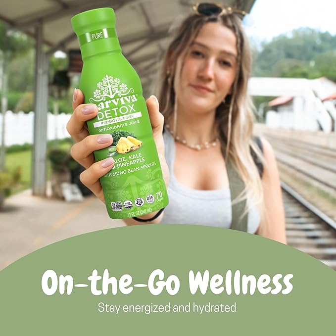 Karviva Organic Juice Cleanse for Sugar Detox &amp Weight Control - Ancient Eastern Remedies for Healthy Digestion &amp Gentle Detox with Sprouts Aloe Vera - Prebiotic Fiber Electrolytes &amp Ant