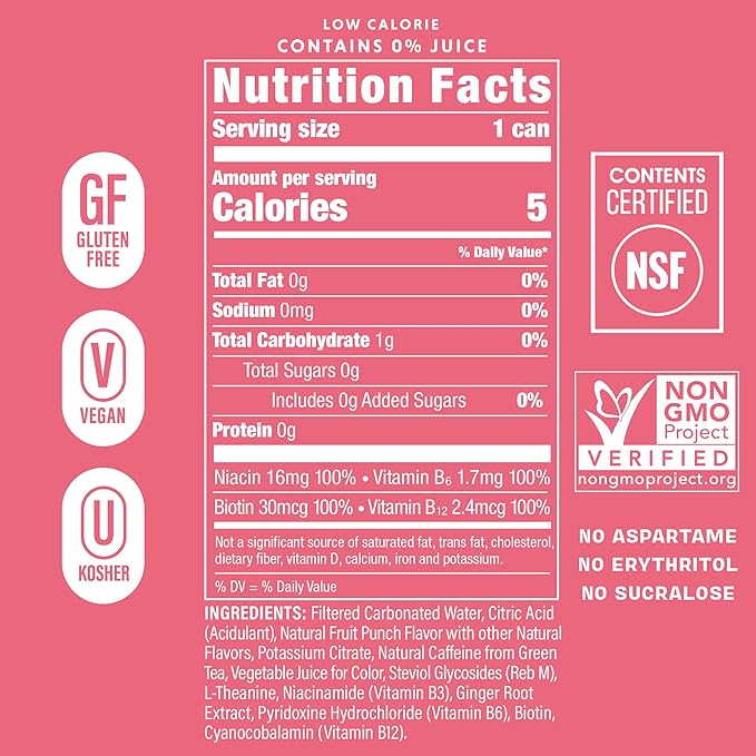 GORGIE Variety - Tropical Variety Bundle Sugar-Free Natural Energy Drink Sparkling Healthy Energy Drinks - Green Tea Biotin B Vitamins Vegan &amp Low Calorie (2 Packs of 12)