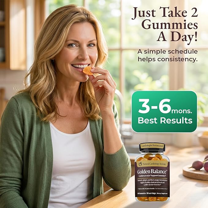 Golden Balance Turmeric Gummies - Turmeric and Ginger Supplement with Black Pepper Extract - High Absorption Turmeric Curcumin Supplement Gummies - Cholesterol Support &amp Heart Health Turmeric Gumm