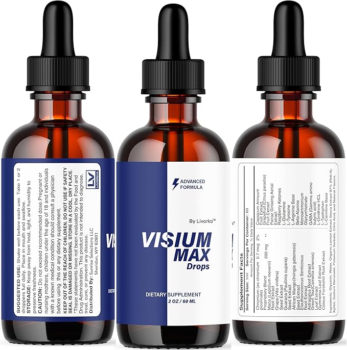 (3 Pack) Visium Max Drops - Visium Max Drops Health Support Supplement All Natural Premium Advanced Liquid Formula Drop for Overall Wellness and Support Health 3 Bottles for 3 Months