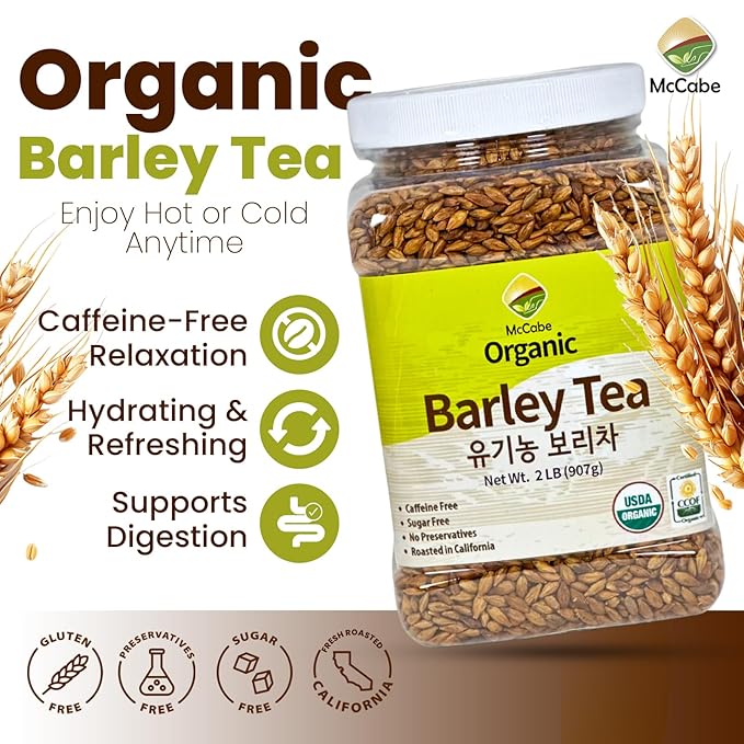 McCabe Organic Barley Tea - Rich with Fiber &amp Minerals | USDA and CCOF Certified Organic Tea | Product of USA | 2 Lbs