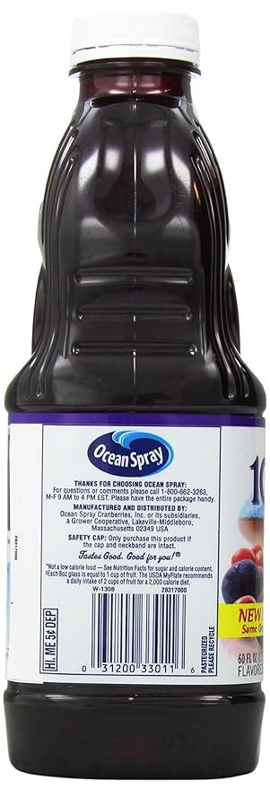 Ocean Spray 100% Juice Cranberry Concord Grape 60 Ounce Bottles (Pack of 8)