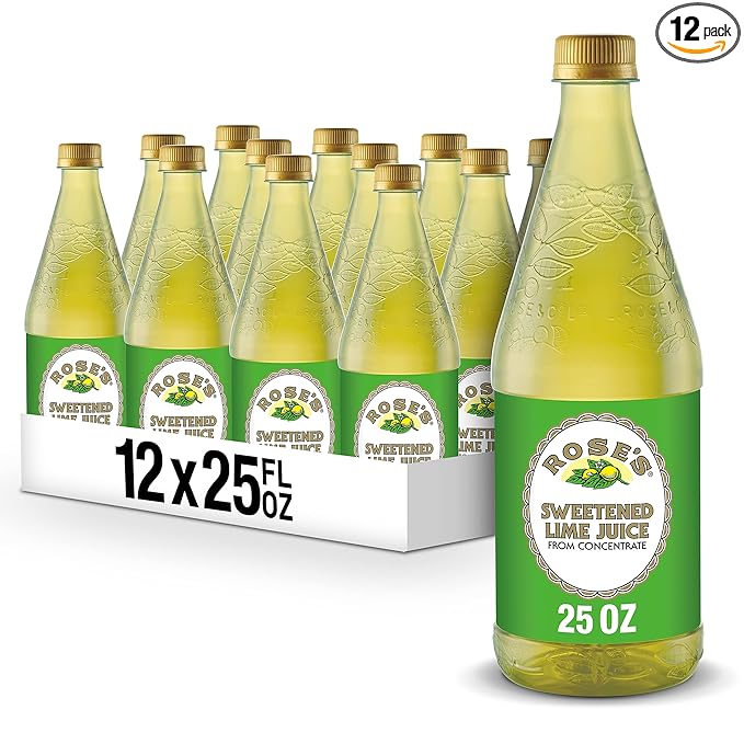 Rose's Sweetened Lime Juice 25 fl oz bottle (Pack of 12) Made with Real Lime Juice Mixer to Add to Cocktails and Non-Alchoholic Drinks Trusted by Bartenders