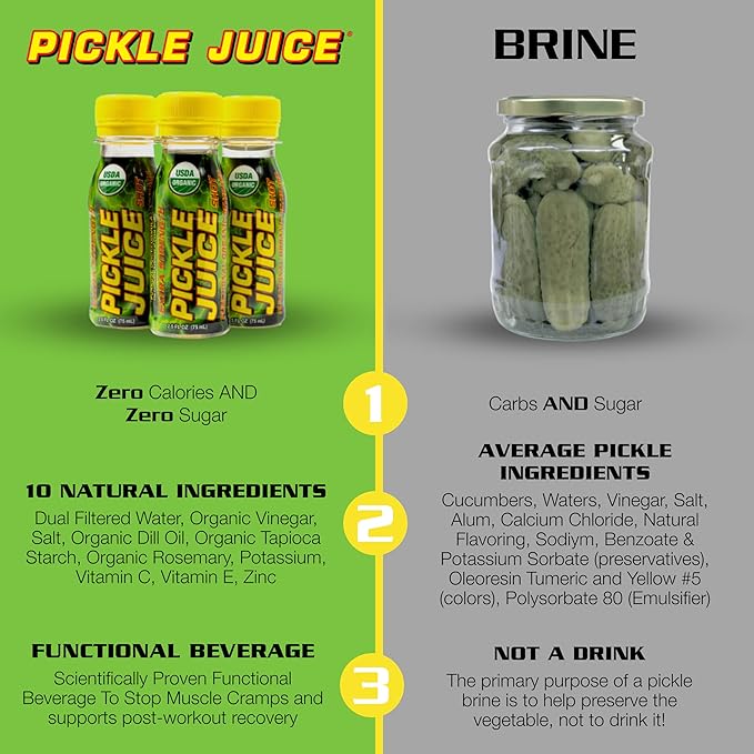 Pickle Juice Sports Drink Multi Pack - Extra Strength Regular &amp Chili Lime Shots - Electrolyte Pickle Juice Shots for Day &amp Night Time Leg Cramp Relief - 2.5oz 60 Units