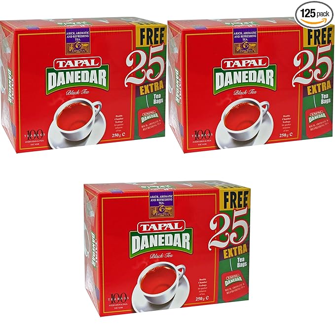 Tapal Black Tea Bags : 125 Bags (100 + 25 Extra) 250G Pack of 3