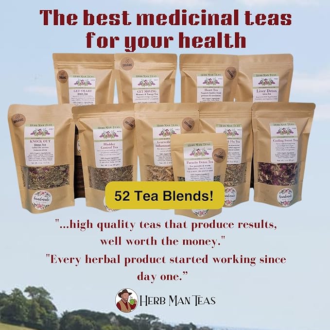 HEADACHE TEA – Nerve &amp Headache Pressure Support – Organic Loose Leaf – by Master Herbalist Khabir | White Willow Bark Feverfew &amp Chamomile | 100% Organic