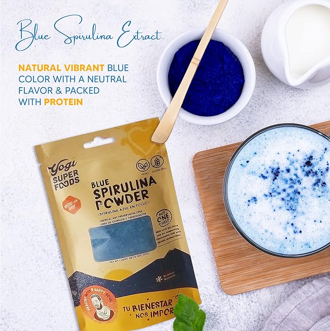 Yogi Super Foods Blue Spirulina Powder Made from Blue-Green Algae Extract - Superfood Plant Rich Source of Protein for Immune Support Energy Natural Food Coloring for Baking - 5 Ounce Bag