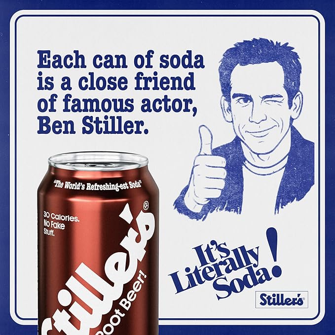 Stiller’s Root Beer Soda – 12 Pack Cans – Sparkling Root Beer Drink – Low Sugar Caffeine-Free Natural Soda Pop with Real Cane Sugar Stevia &amp Vitamins – Alternative to Diet Soda