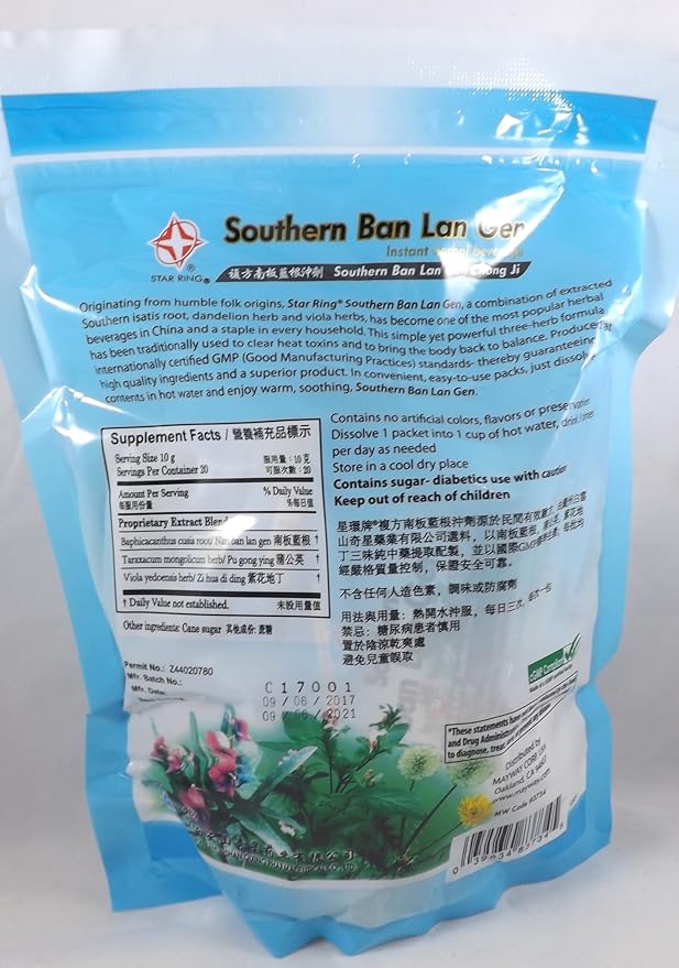 6 Pack! Ban LAN Gen Chong Ji Instant Herbal Beverage Tea Drink 6 x 20 Servings