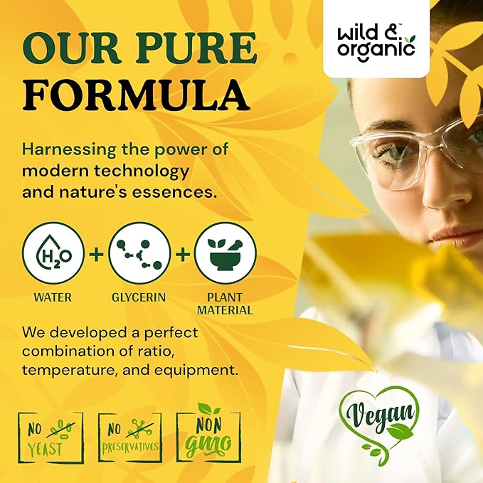Wild &amp Organic Lemon Balm Drops - Relaxing Lemon Balm Leaf Extract Supplement - Calming Melissa Officinalis Tincture - Vegan Sugar &amp Alcohol-Free - 2 fl oz
