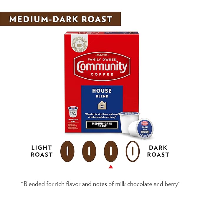 Community Coffee House Blend 144 Count Coffee Pods Medium Dark Roast Compatible with Keurig 2.0 K-Cup Brewers 36 Count (Pack of 4)