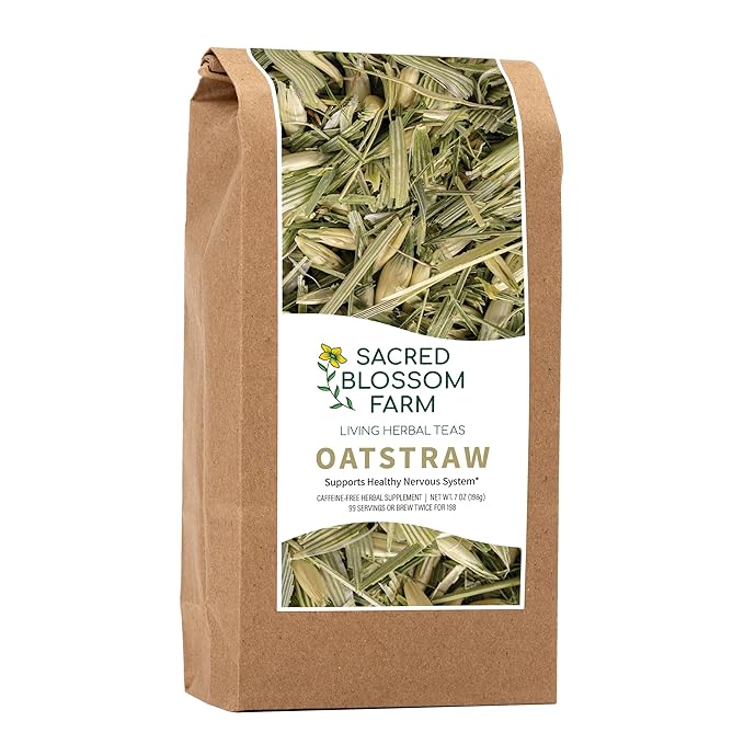 Oatstraw Organically Grown in Wisconsin | 7.0 oz | 99 Servings | Sacred Blossom Farm | Herbal Tea &amp Medicinal Herbs | Loose Leaf | Regenerative Farming | Single Source | Avena sativa