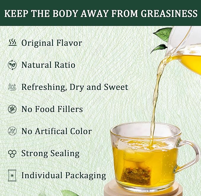 Oil-Reducing Tea 10 Herbal with Excellent Formula Organic Oil Cleansing Tea for Liver Chinese Herbal Tea (30 Tea bags / 2 Box)