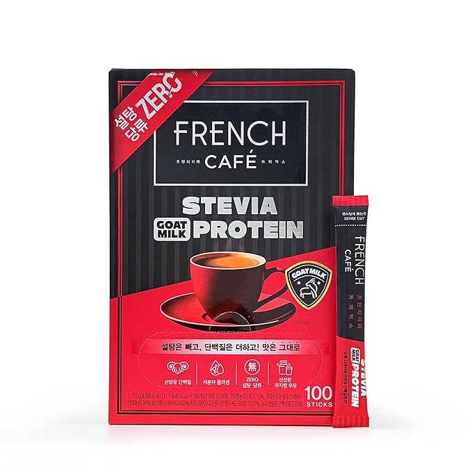 Namyang French Cafe Stevia Protein Instant Coffee Mix (Zero Sugar) (100 Sticks Stevia Protein Coffee)