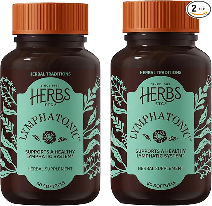 Herbs Etc. Lymphatonic Softgels - Lymph System Support - Support a Healthy Lymphatic System - Gluten-Free Herbal Supplement - 60 Softgels (60 Servings) - 2 Pack