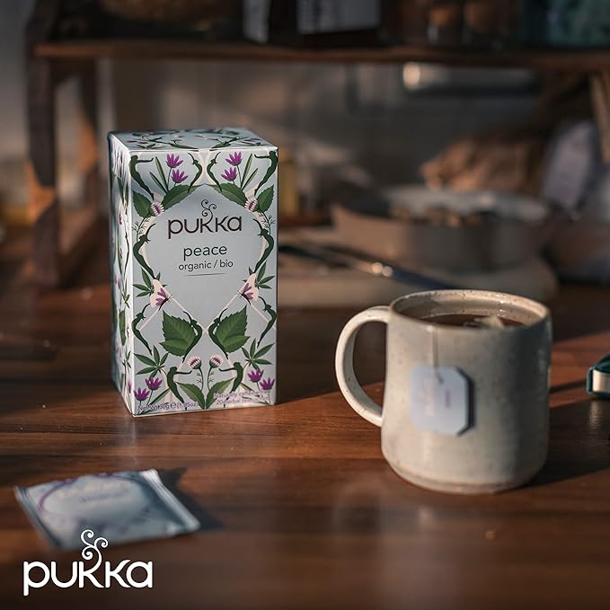 Pukka Organic Tea Bags Spearmint Ashwagandha and Hemp Seed Oil Peace Herbal Tea 20 Count (Pack of 3)