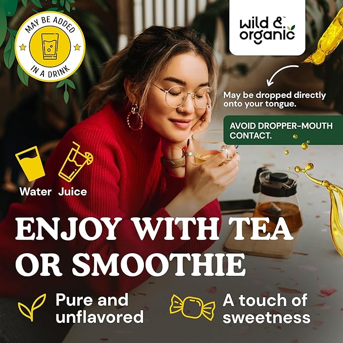 Wild &amp Organic Astragalus Extract Drops - Immune Support - Liquid Astragalus Root Supplement - Add to Tea &amp Mix with Powder - Membranaceus Herb - Vegan Sugar &amp Alcohol-Free Tincture - 2 f