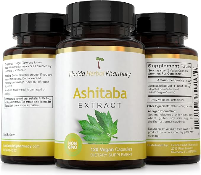 Florida Herbal Pharmacy Japanese Ashitaba Leaf Extract Capsules 10:1 (120 Capsules) Two Months Supply