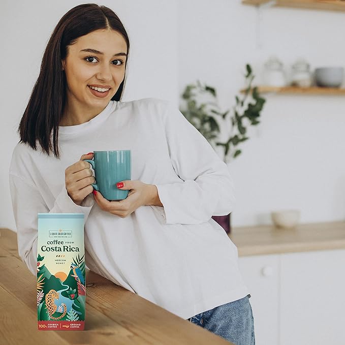 Coffee from Costa Rica Medium and Dark Roast Ground - Two Bags Bundle - 100% Arabica Beans - by Liquid Gold Coffee- Known Source Coffee