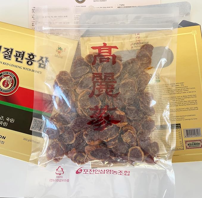 Pocheon 300g(10.6oz) 6Years Sliced Korean Panax Red Ginseng Roots with Honey Saponin