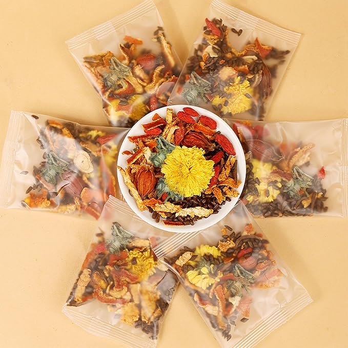 KWOLYKIM 5 Bags Dandelion Wolfberry Tea Bags Dandelion Tea Chrysanthemum Tea Chinese Wolfberry Tea Bags (60pcs/5 boxes)