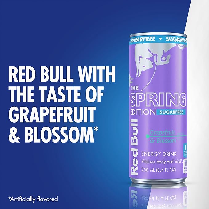 Red Bull Grapefruit and Blossom Sugar-Free Energy Drink with 80mg Caffeine plus Taurine &amp B Vitamins 8.4 Fl Oz Pack of 24 Cans