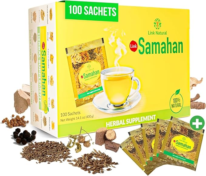 SAMAHAN Ayurvedic Herbal Tea Packets - Sri Lankan Ceylon Blend with 14 Natural Herbs Including Ginger Black Pepper &amp More Herbal Tea Bags for Wellness Relaxation &amp Daily Comfort - 100 Count