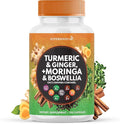 Turmeric Moringa Supplement | Ginger Boswellia Saffron Holy Basil- Joint Support Supplement for Women and Men with Ceylon Cinnamon Quercetin Tart Cherry- 120 Count