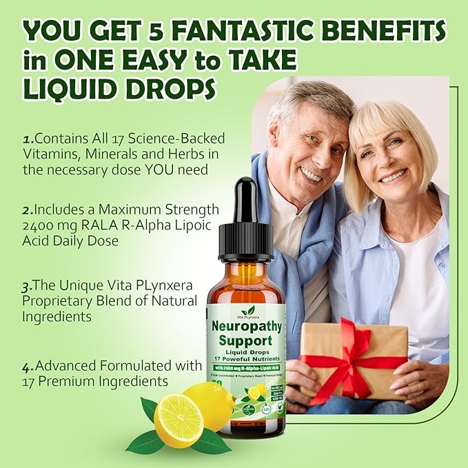 Neuropathy Supplements Liquid Drops Advance 17-in-1 Stabilized R-Alpha Lipoic Acid (R-ALA) w. Acetyl L-Carnitine Vitamin B-Complex Magnesium High Potency R-Lipoic Acid for Nerve Antioxidant Energy