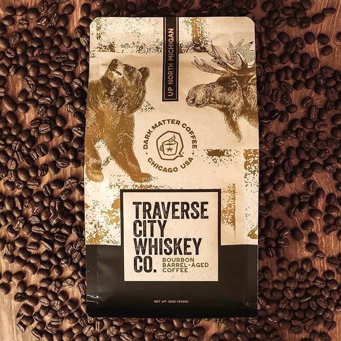 Traverse City Whiskey Co. Barrel Aged Coffee | Stillhouse Blend Aged in 10 Year Old Bourbon Barrels | Medium Roasted Beans for a Bold and Smooth Taste | 12oz