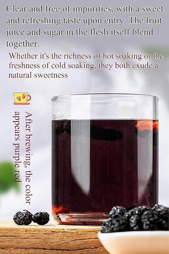 Black Mulberry Tea Dried Black Mulberries 12.7oz/360g Mulberry for Snack＆Baking Vegetarian Friendly桑葚干 黑桑葚 桑葚