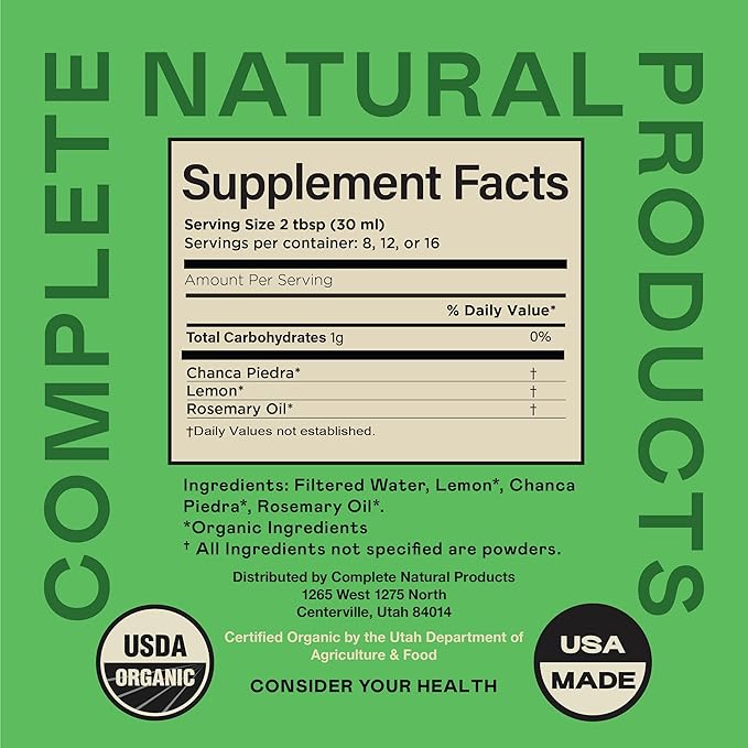 Chanca Piedra Organic Liquid Extract 16oz - Natural Stone Breaker Dissolver Kidney Cleanse Support Phyllanthus Niruri Concentrate Tincture Alcohol Free Cold Pressed Concentrate Formula USA Made