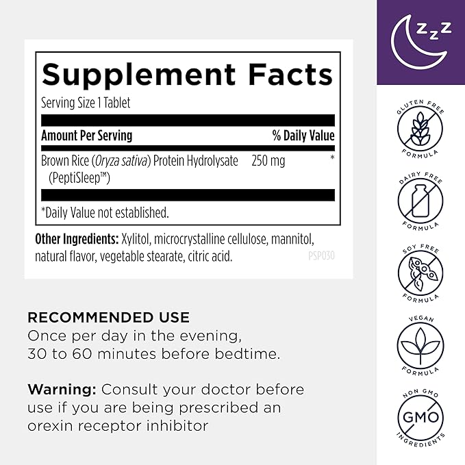 Designs for Health BioSleep Peptides Sleep Support for Adults with Plant-Based Peptides – Vegan + Non-GMO + Non-Melatonin Sleep Health Supplement (30 Servings)
