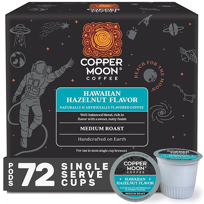 Copper Moon Hawaiian Hazelnut Coffee Pods for Keurig K-Cup Brewers 72 Count