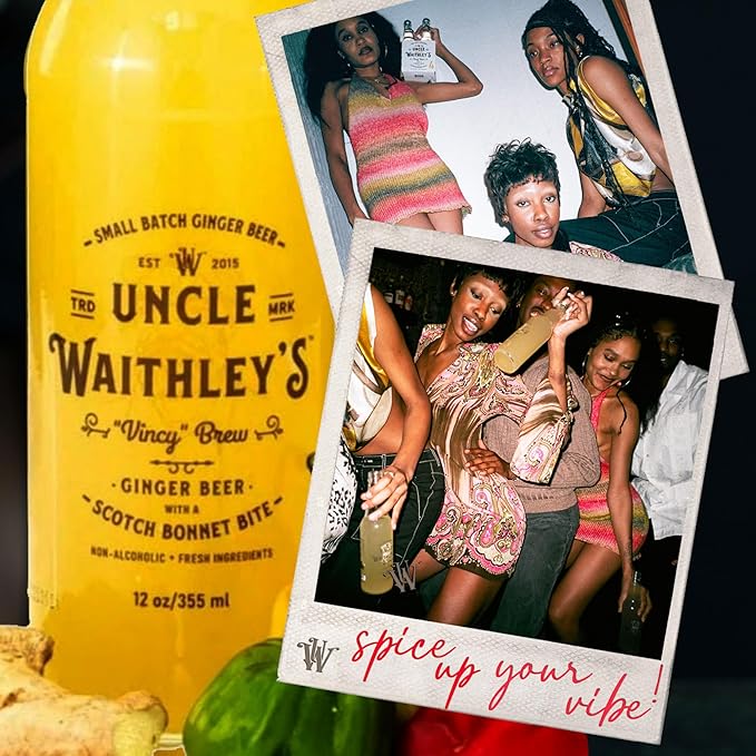 Uncle Waithley's Ginger Beer with Scotch Bonnet Pepper Mocktails Non-Alcoholic Drinks Ginger Beer Soft Drink Healthy Refreshing Non-Alcoholic Drinks and Beverages (12 Pack 355ml Each)