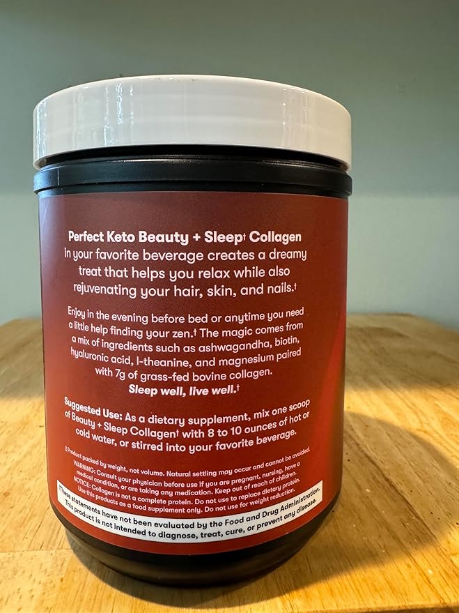Perfect Keto Beauty + Sleep Grass Fed Collagen Peptides Protein Powder with Ashwagandha Magnesium Biotin Hyaluronic Acid L Theanine Hair Skin Nails &amp Relaxation Support Mexican Hot Chocola