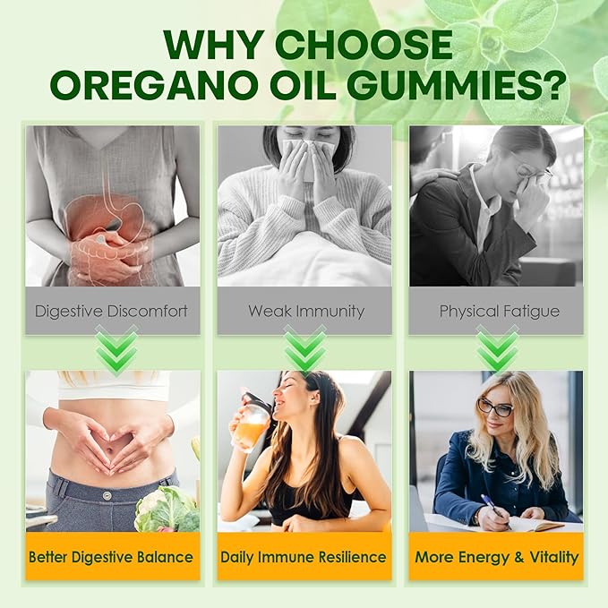 Oil Of Oregano with Black Seed Oil Filled Gummies 12 IN 1 Oregano Oil Supplement for Immune &amp Digestive w/ High Carvacrol &amp Thymoquinone Olive Leaf Aceite de Orégano Cápsulas Replacement 6