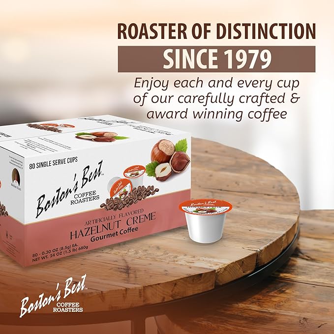Boston’s Best - Hazelnut Creme Flavored Delicious Gourmet Coffee Compatible with Keurig Coffee Maker 1 Count (80 Single Serve Cups)