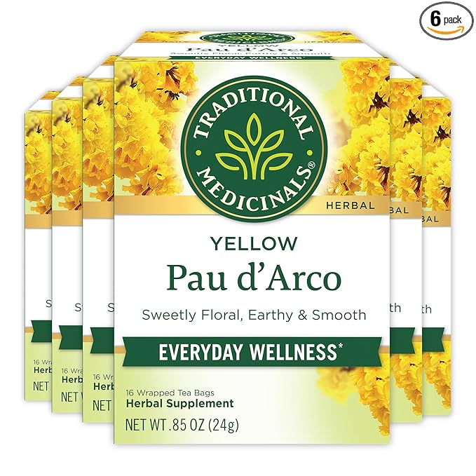Traditional Medicinals Tea Yellow Pau d'Arco Everyday Wellness 96 Tea Bags (6 Pack)