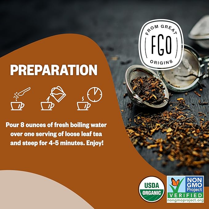 FGO Organic Chai Tea 16 Ounce Loose Leaf Bulk Resealable Bag Packaging May Vary (Pack of 1)