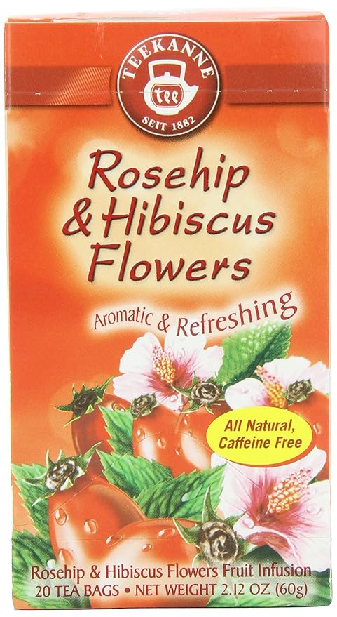 Teekanne Tea Rose Hip &amp Hibiscus Flowers 20 - Teabags 2.12 Ounce (Pack of 5)