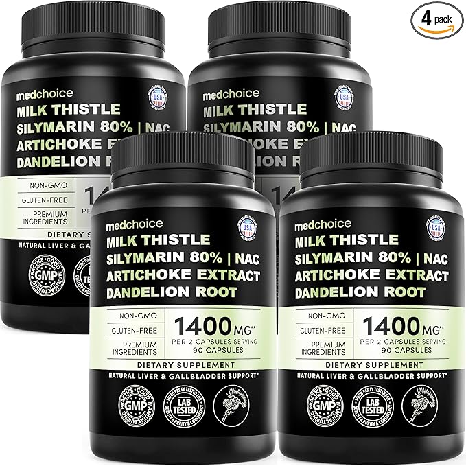 Milk Thistle Supplement w/ NAC Artichoke &amp Dandelion – Liver Support Supplement &amp Gallbladder Supplements in One – Liver Detox – Milk Thistle &amp Liver Care Supplements – 90 Vegan Capsules