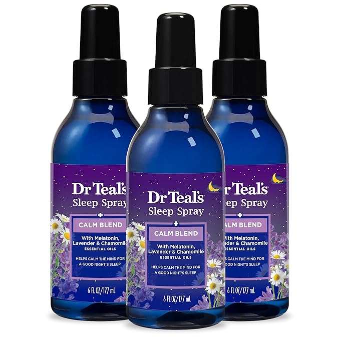 Dr Teal's Sleep Spray with Melatonin &amp Essential Oil Blend 6 fl oz &amp Foaming Bath with Pure Epsom Salt Sleep Blend with Melatonin Lavender &amp Chamomile Essential Oils 34 fl oz