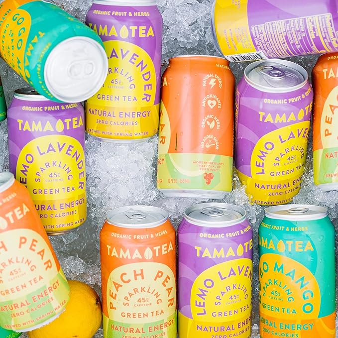 Organic Sparkling Yerba Mate Unsweetened Yerba Mate Tea Variety Pack by Tama Tea - Sugar Free Energy Drink Alternative 120mg of Natural Caffeine 12 oz (12-Pack)