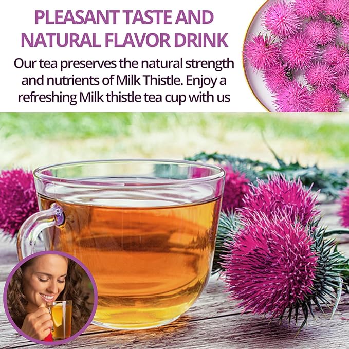 VIDA FARM Milk Thistle Tea Bags - 125 Count 100% Natural Seeds and Leaves Dried Herbal Tea Sugar Free Caffeine Free