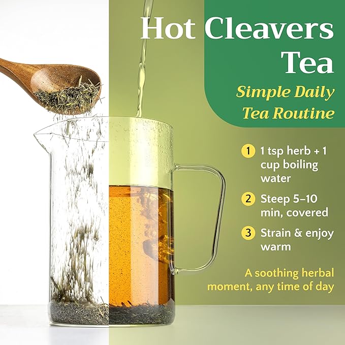 Cleavers Herb Tea (Galium Aparine) - Dried Cut &amp Sifted Cleaver Herbs - Fresh Herbal Loose Leaf Teas 8 oz