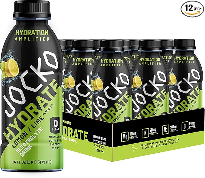 Jocko Fuel Hydrate Electrolyte Drinks - Sports Drink Hydration Amplifier Thirst Quencher - Scientifically Formulated Electrolyte Blend Lemon-Lime 16 Oz (12 Pack)