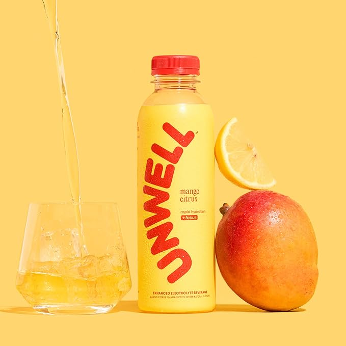 Unwell Hydration Electrolyte Drink For Rapid Hydration + Focus – Mango Citrus 12 Pack