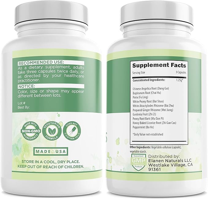 Elanen Naturals Jia Wei Xiao Yao San Free and Easy Wanderer Plus 100 Vegetable Capsules