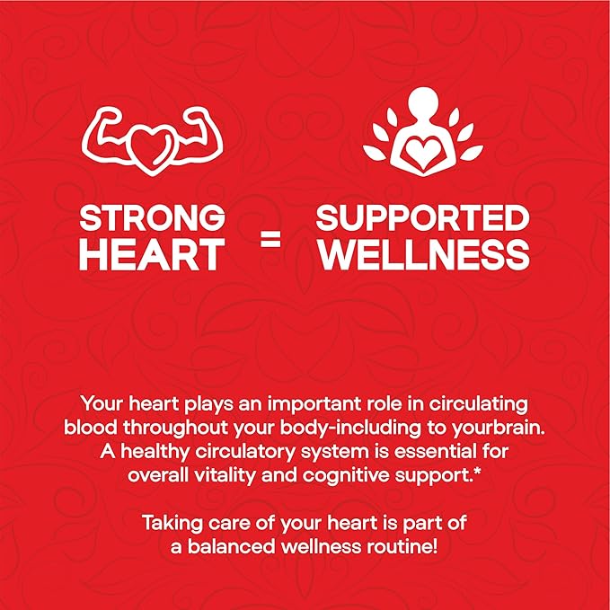 Heart Support and Blood Flow Supplement 120 Capsules Supports Cardiovascular Health Healthy Cholesterol Triglyceride Homocysteine CRP Levels | Boost Naturally Circulatory Function